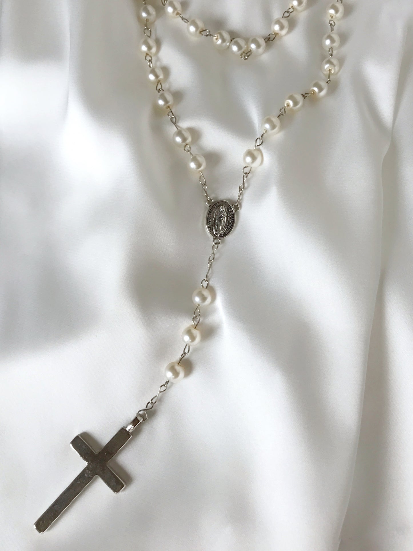 Rosario plata & perlas