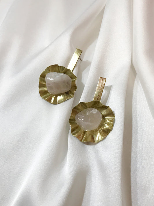 Caravanas cuarzo rosa