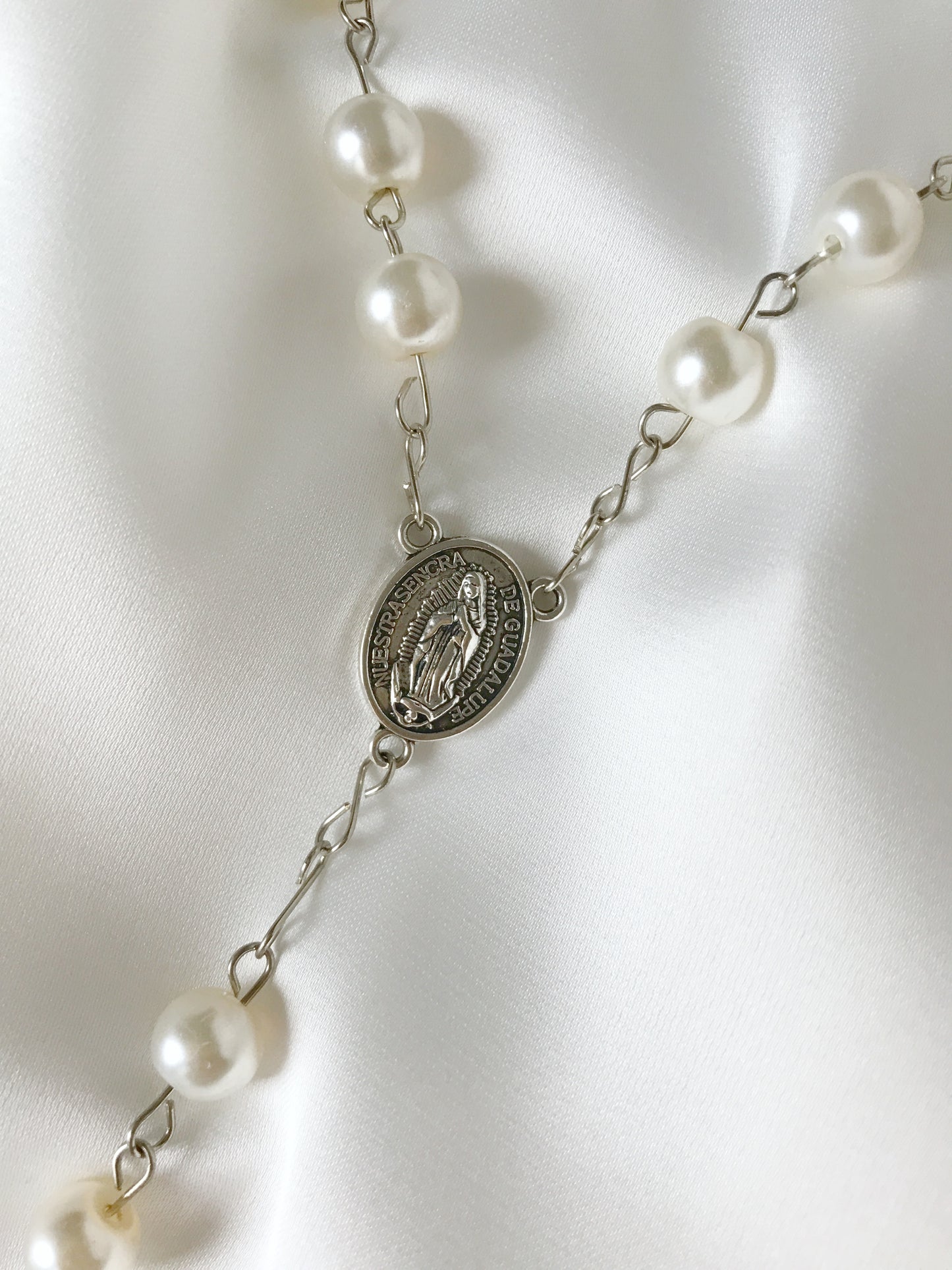 Rosario plata & perlas